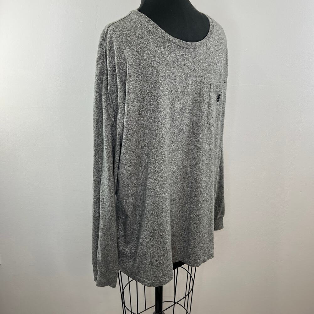 Polo by Ralph Lauren Gray Black Long Sleeve Pocket Tee Shirt Cotton Crewneck XL - Picture 2 of 7
